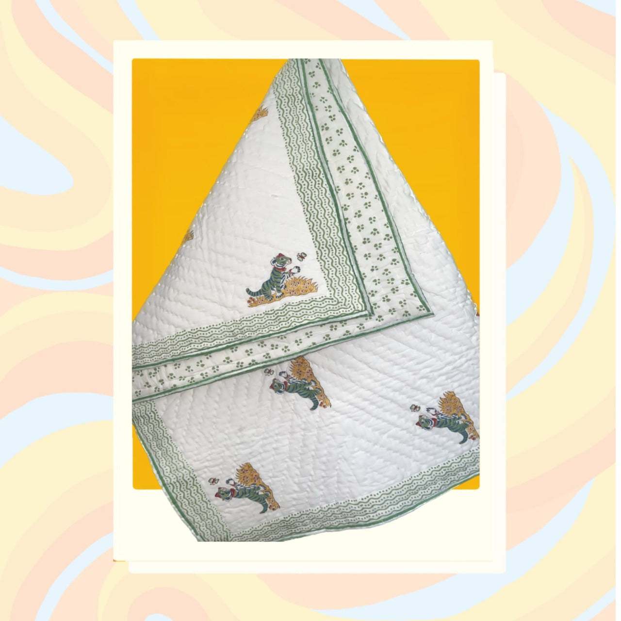 Baby Tiger Handblock Print reversible Baby Quilts