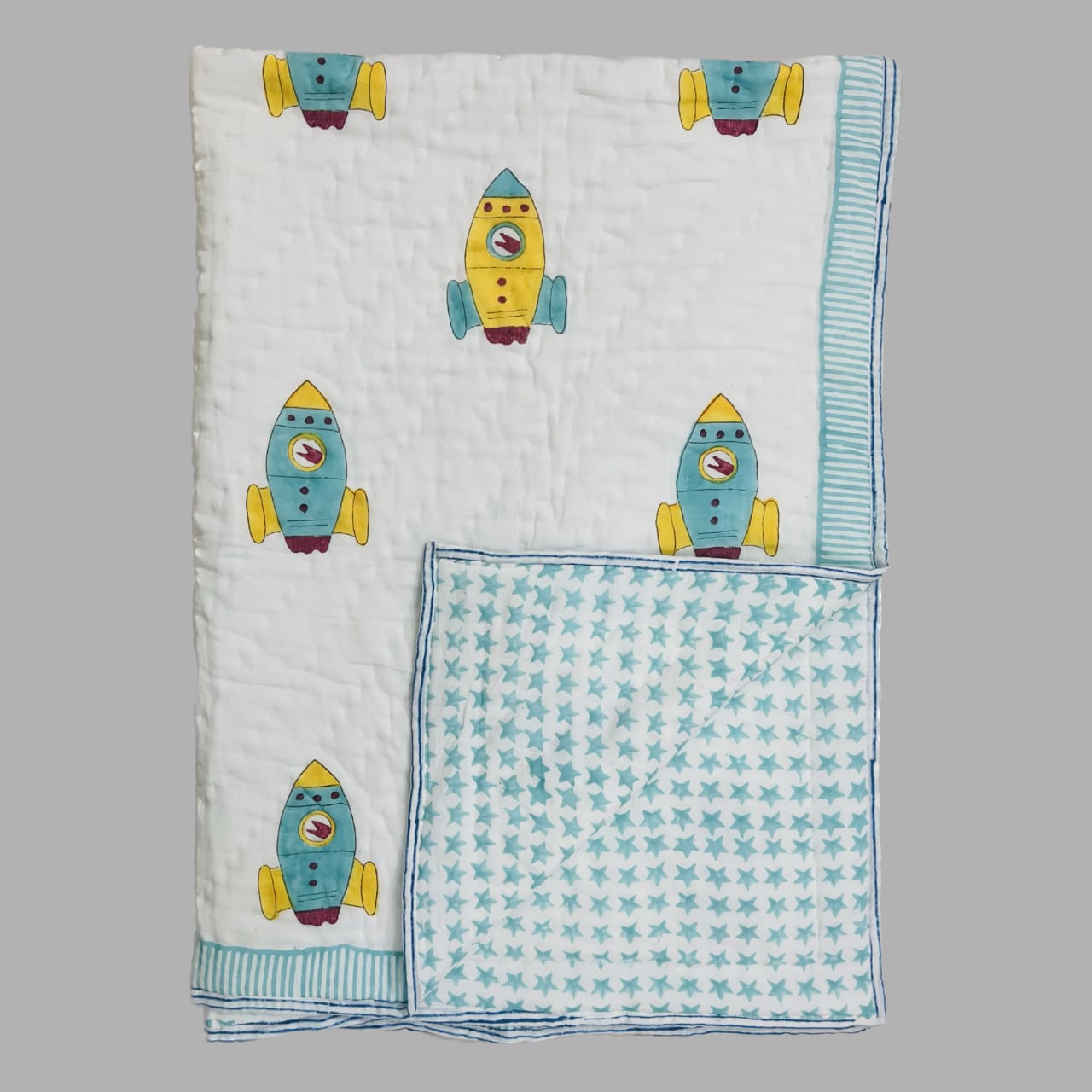 Fly High Handblock reversible Baby Quilts