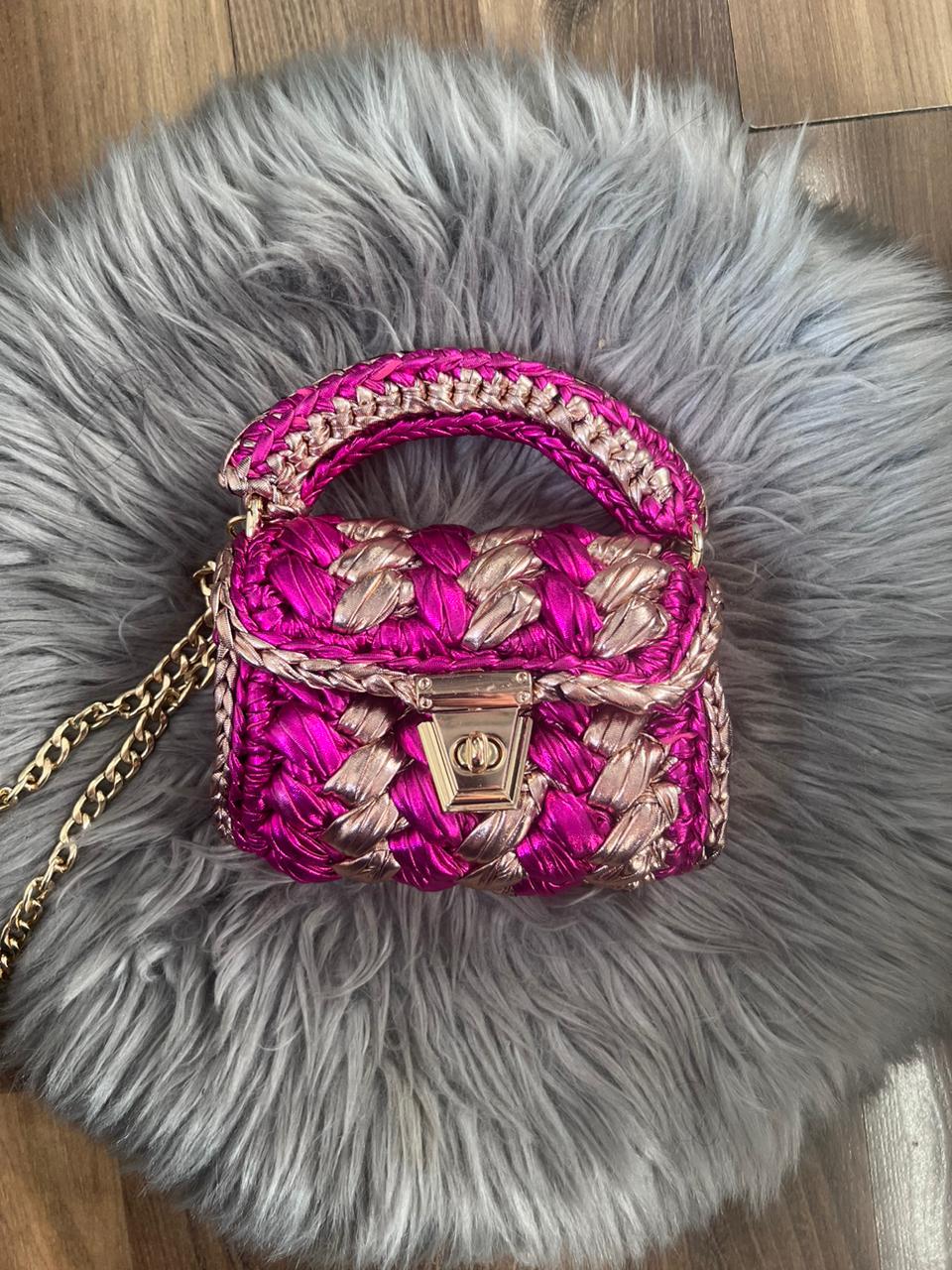PINK And Golden Cres'h Bag