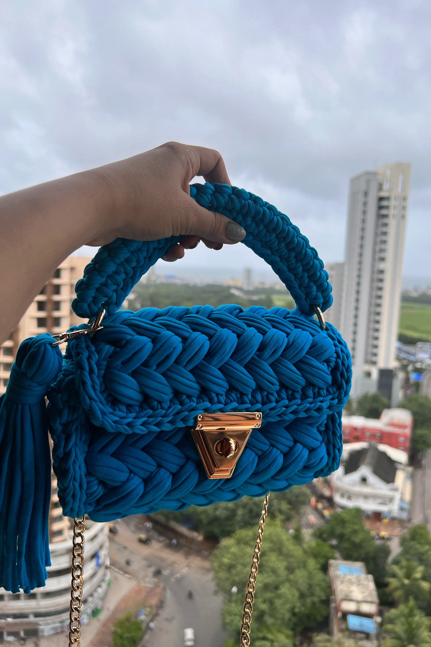Teal Blue Cres'h Bag