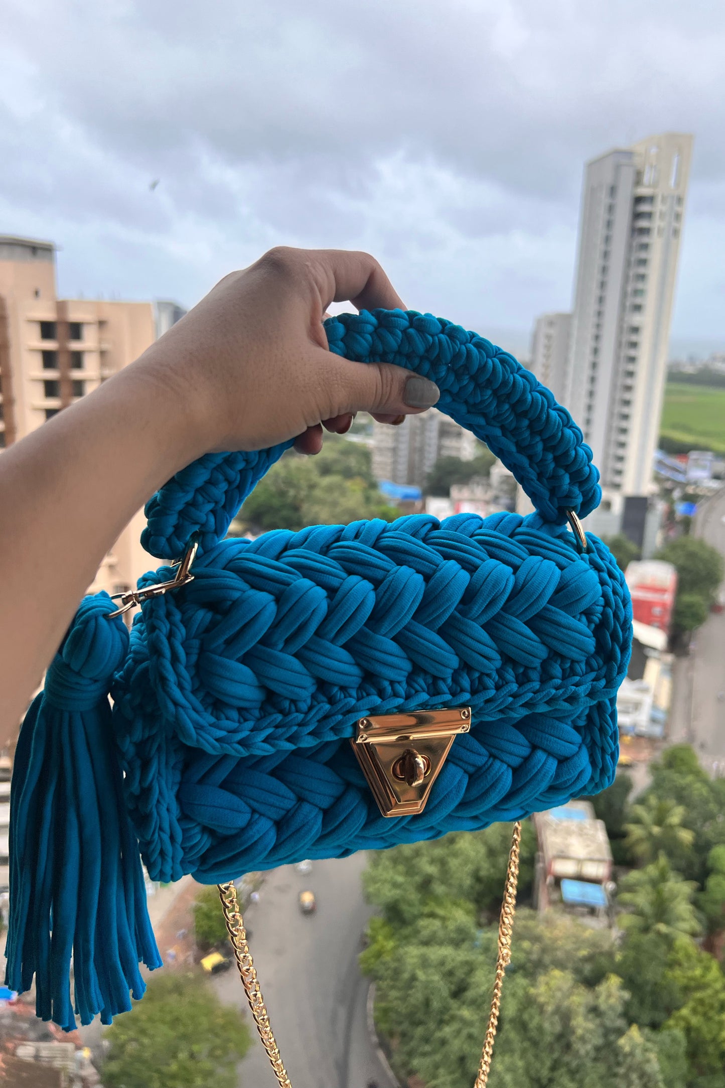Teal Blue Cres'h Bag