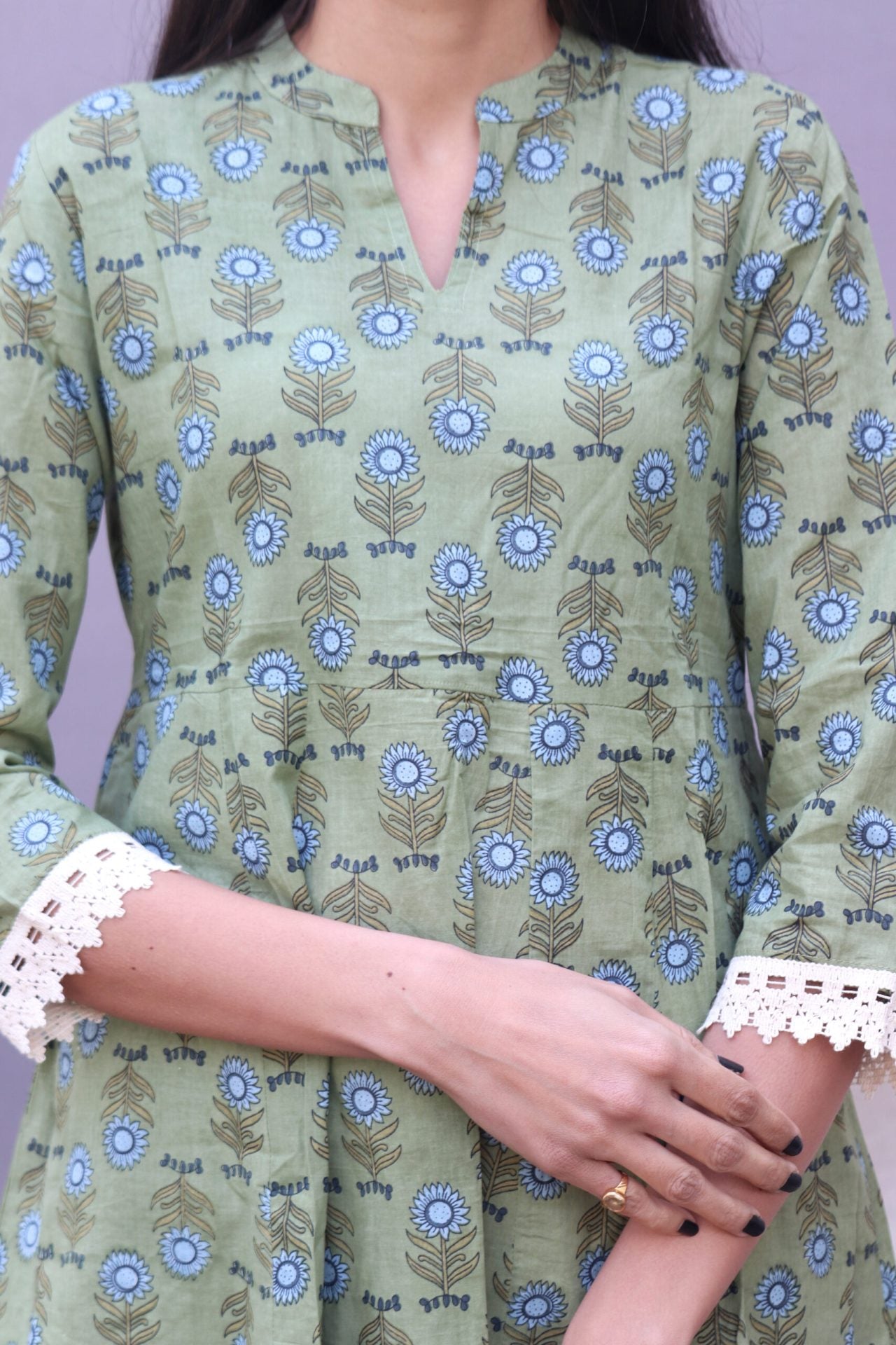 Green Cotton Kurta Set