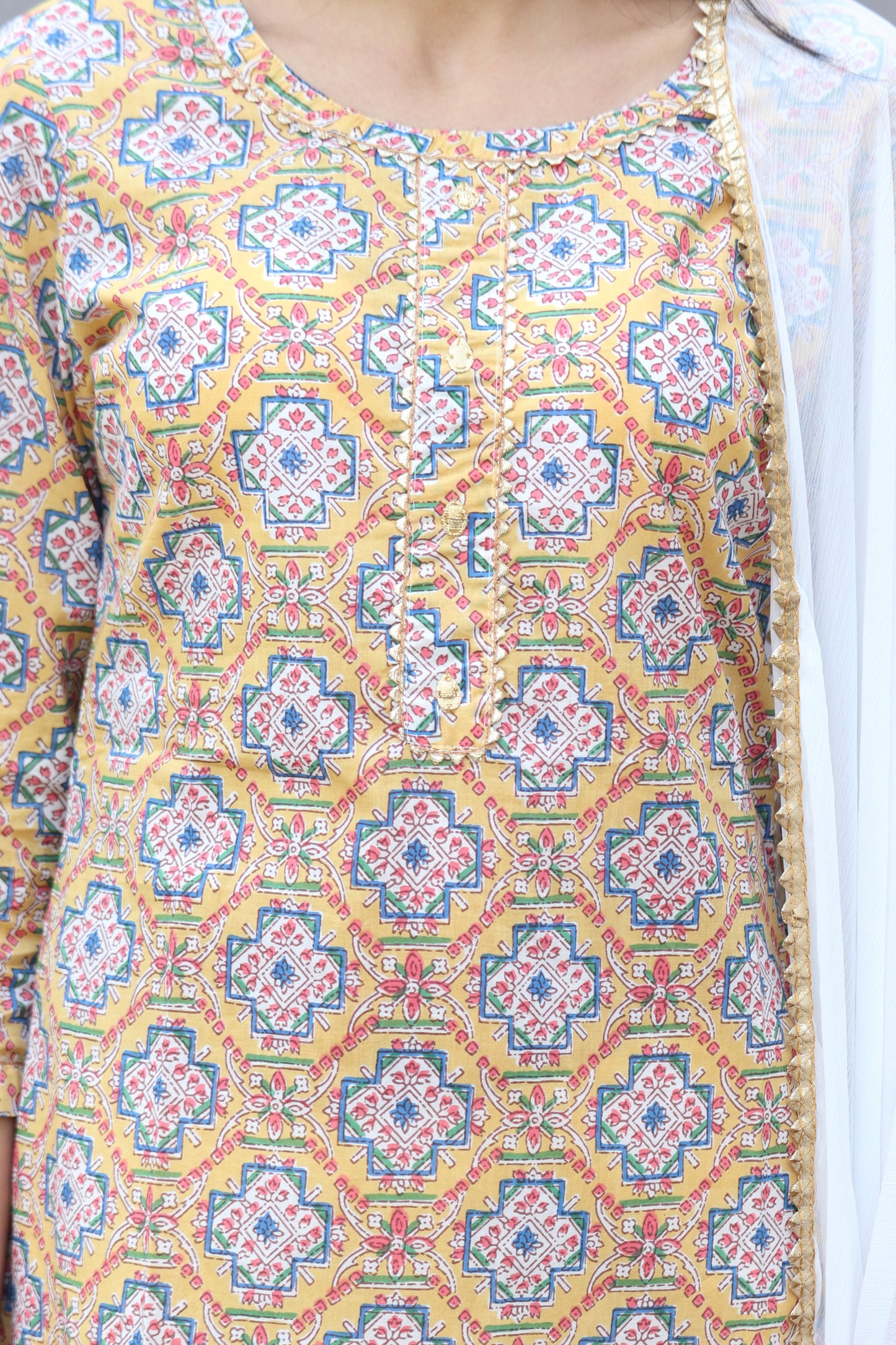Yellow Geometrical Jaal Set