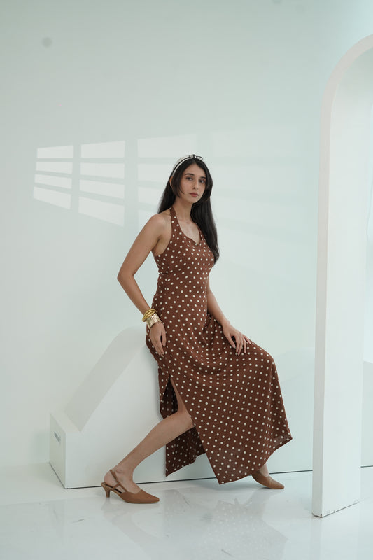 Brownie polka dot halter dress