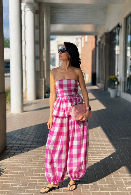 Rose picnic gingham set