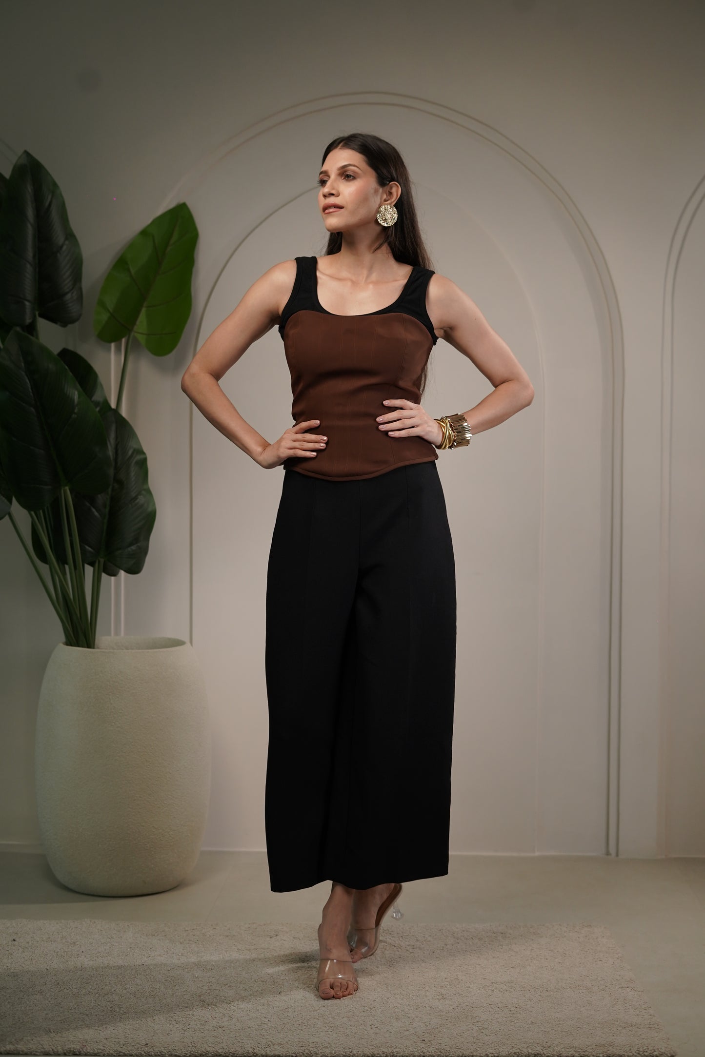 Mocha noir corset set