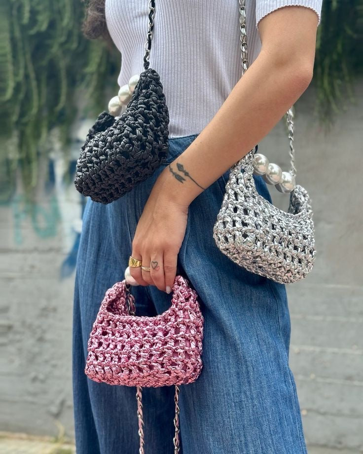 Silver  Muse Pearl Bag