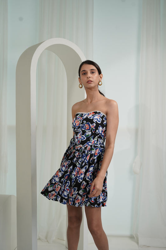 Bubble flower short dress