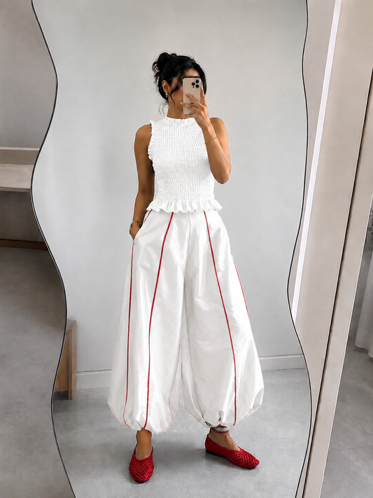 White smocked up set