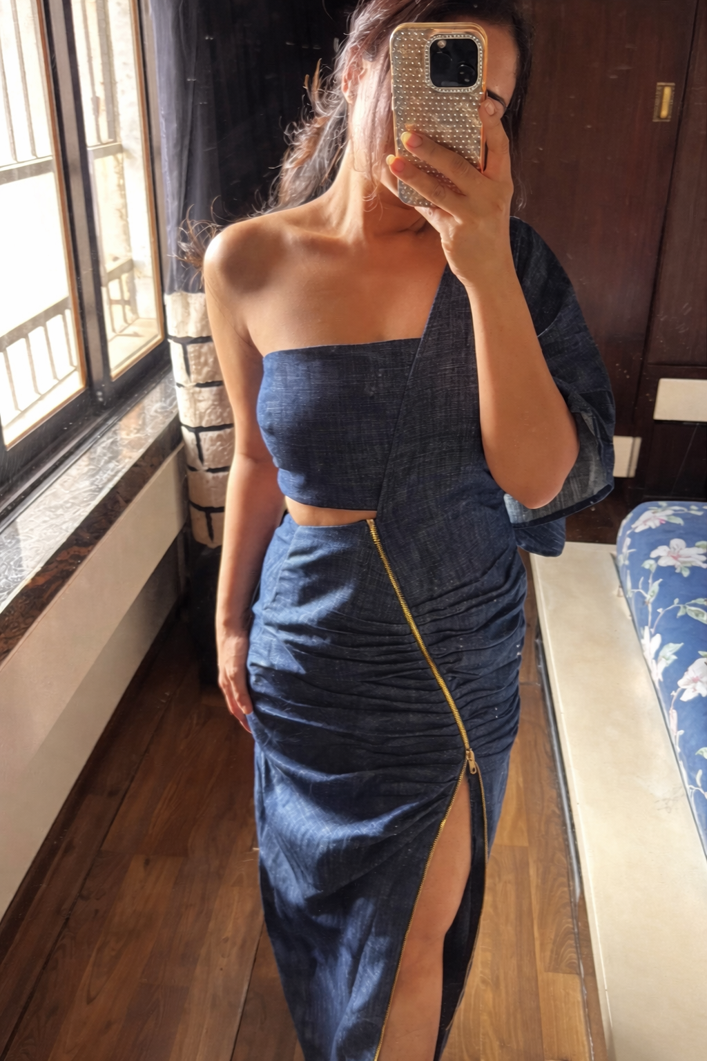 The indigo love zipper dress