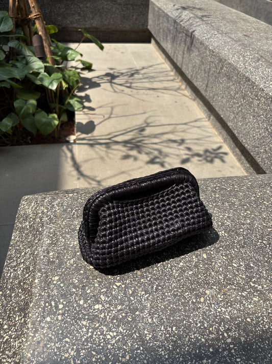 Black crochet bag