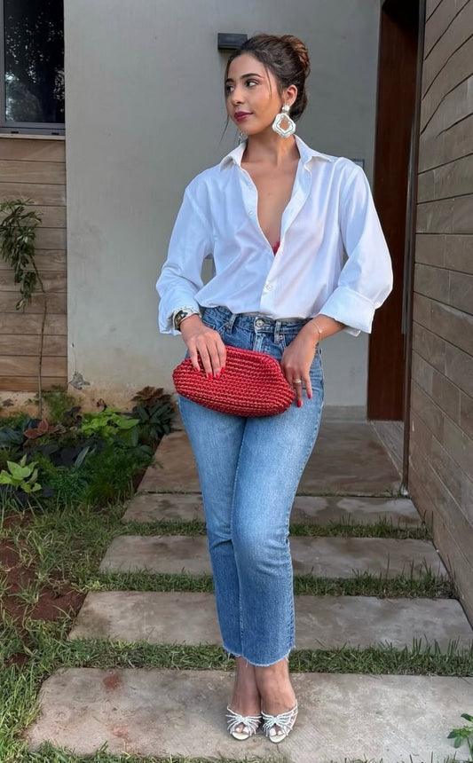 Bottega red mettalic bag