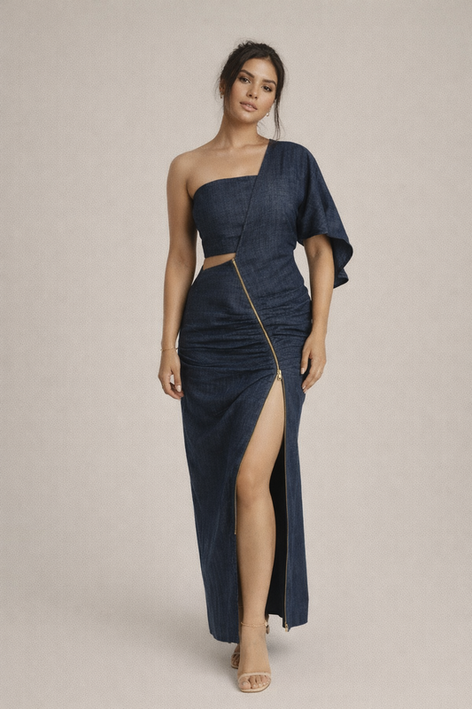 The indigo love zipper dress