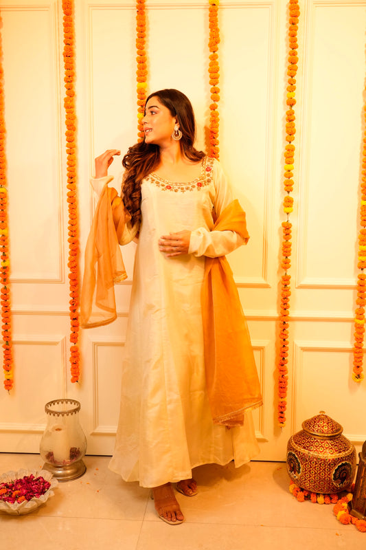 Beige Anarkali Set