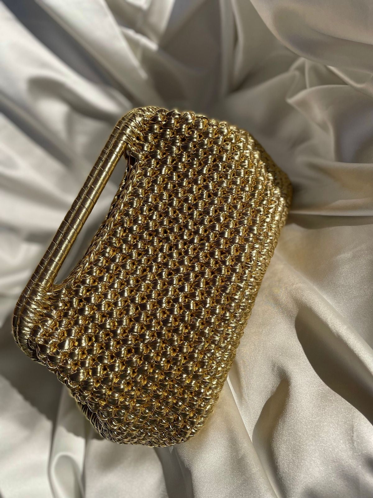 Bottega gold metallic clutch bag