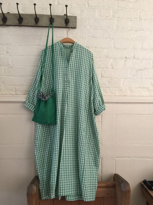 Green gingham kurta tunic