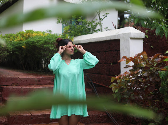 Bright green dress