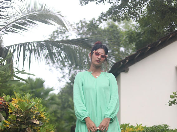 Bright green dress