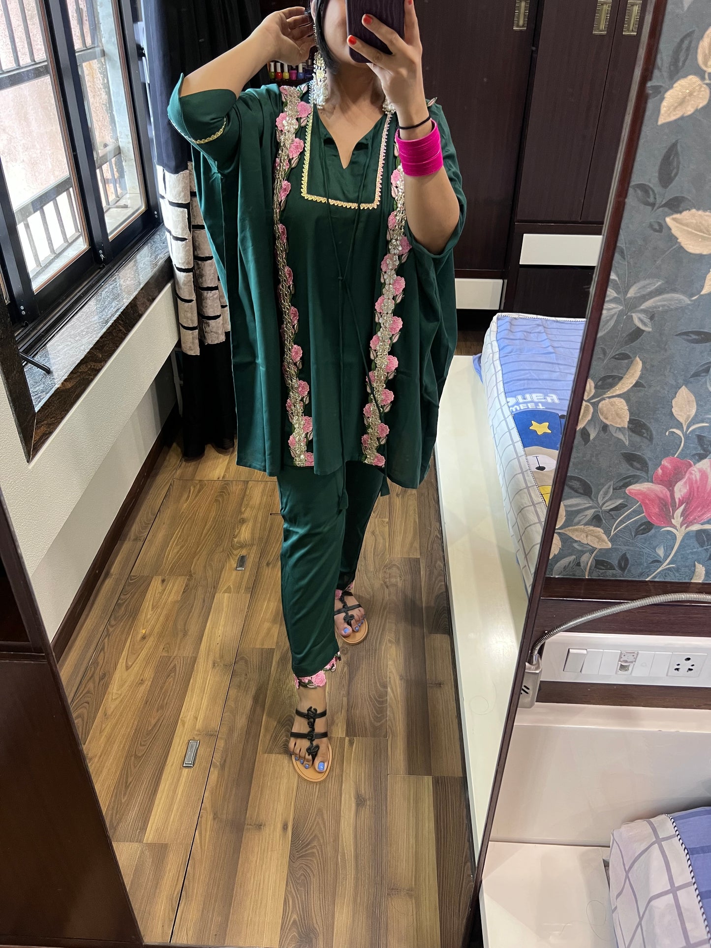 Emerald green rakhi cord set