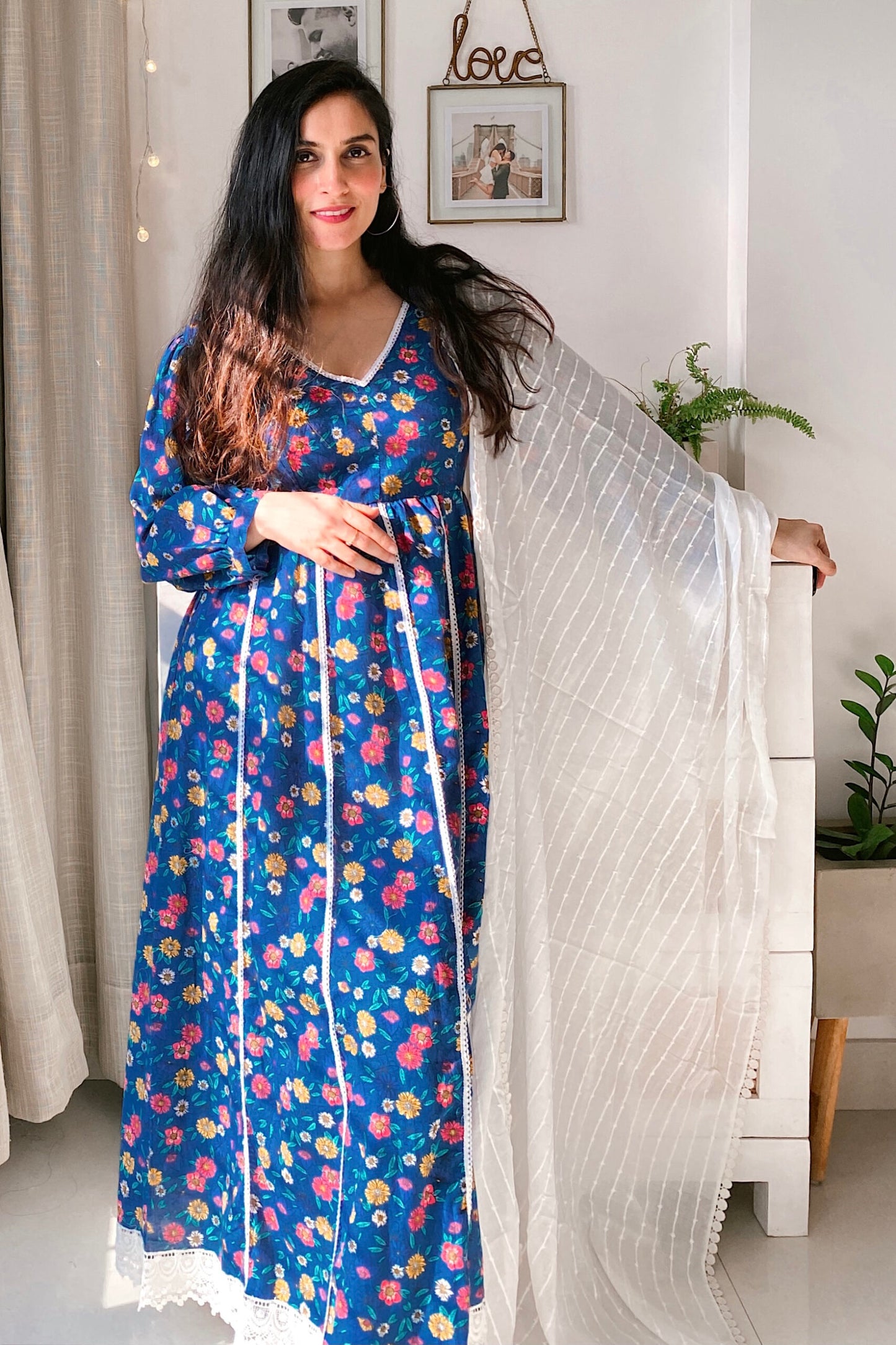 Blue Floral Kurta Set