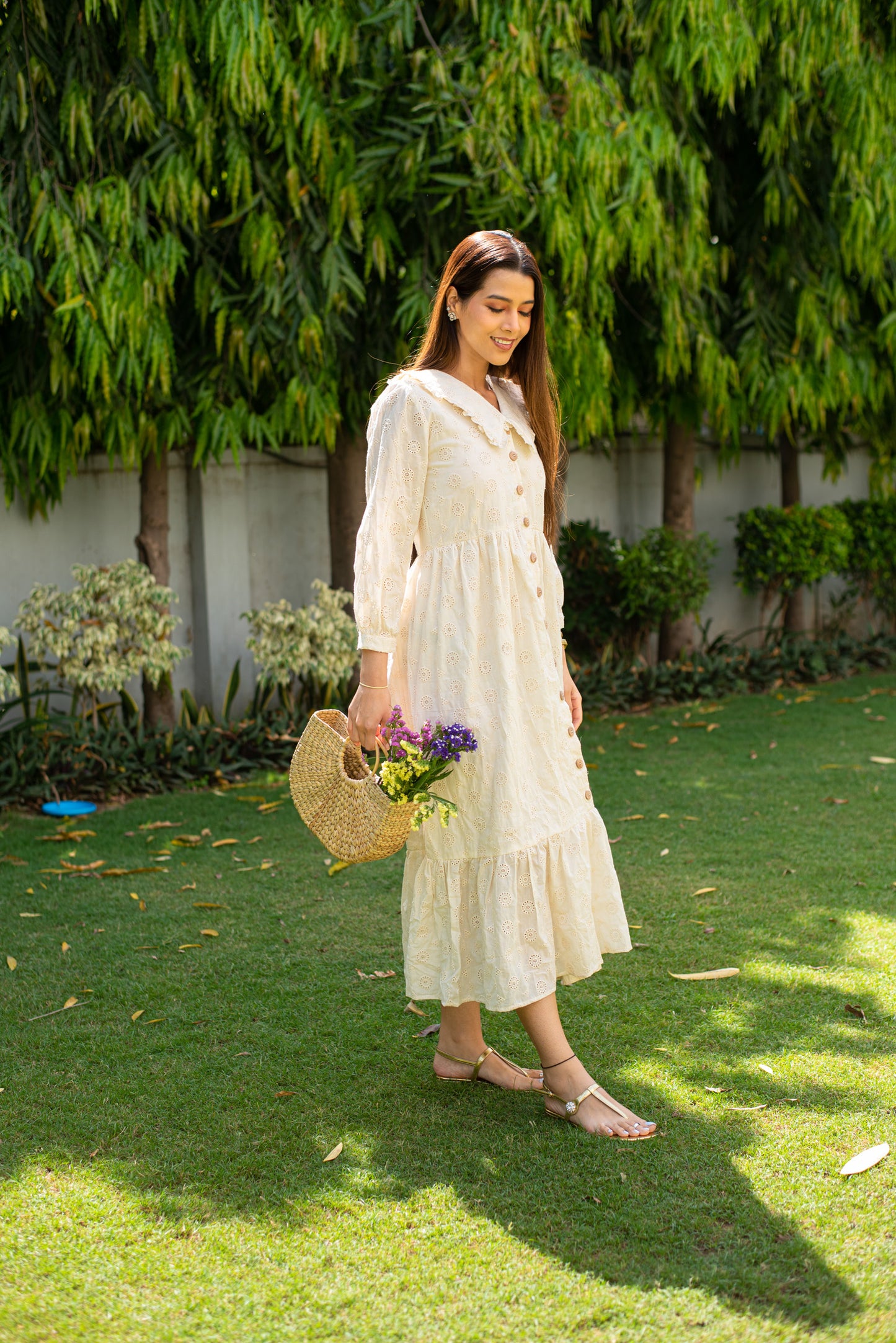 White Cutwork Maxi Dress