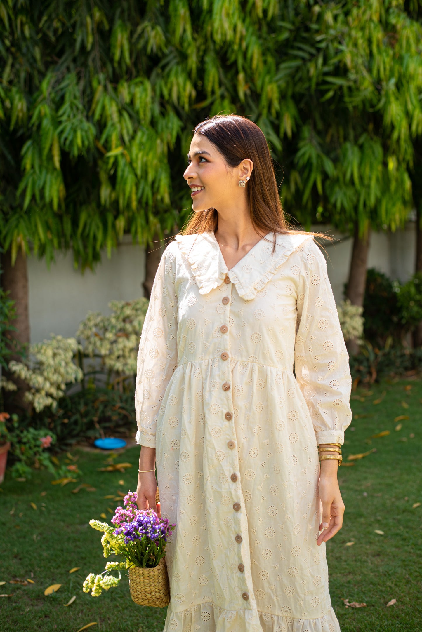 White Cutwork Maxi Dress