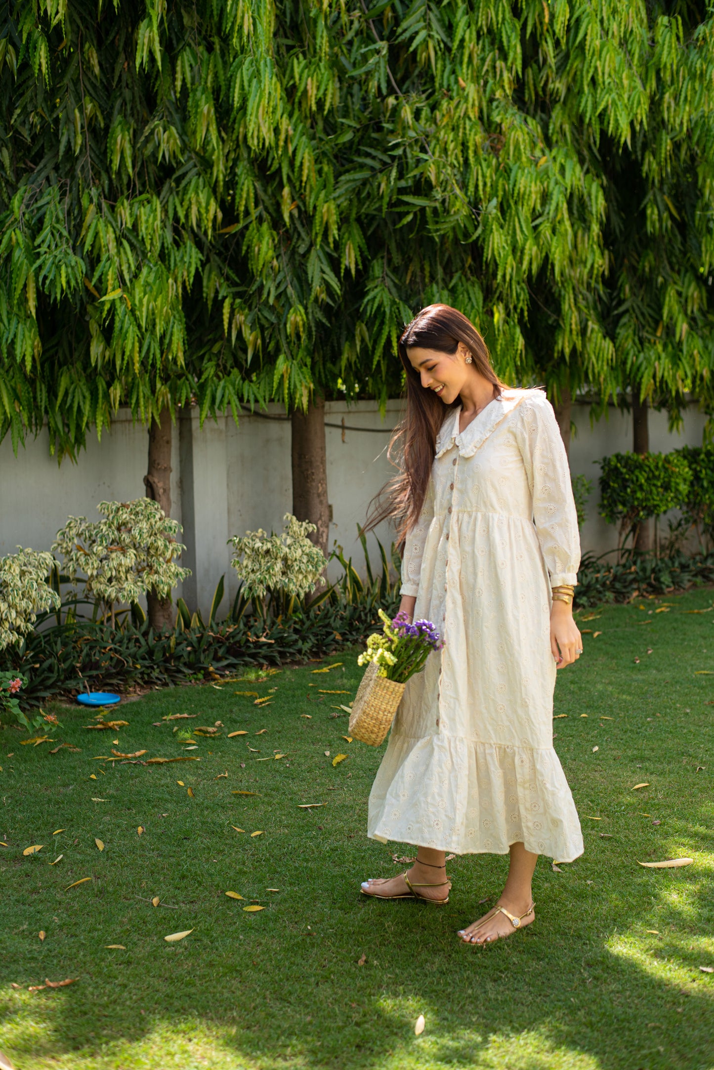 White Cutwork Maxi Dress