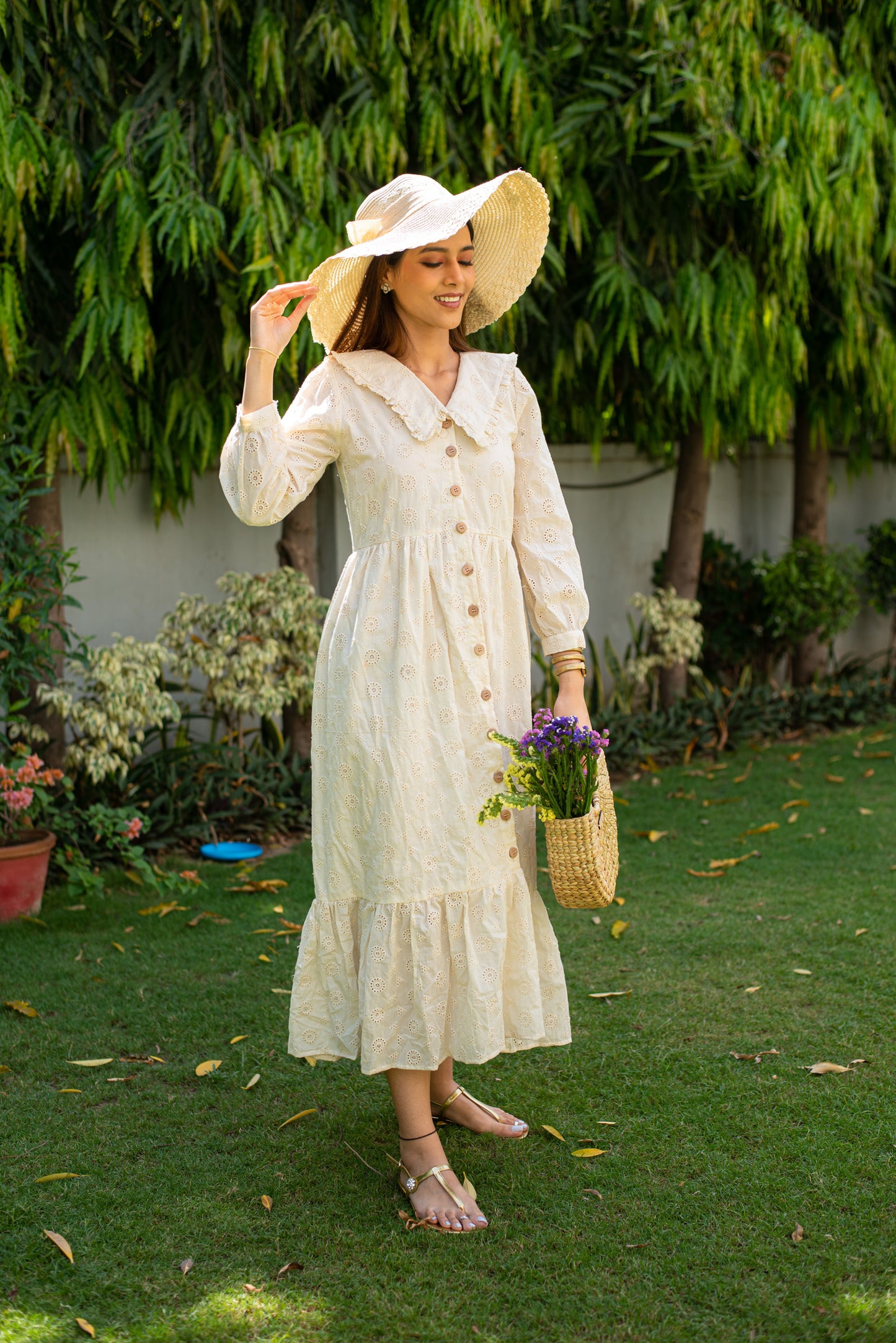 White Cutwork Maxi Dress