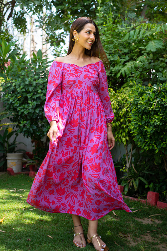 Abstract Floral Maxi Dress