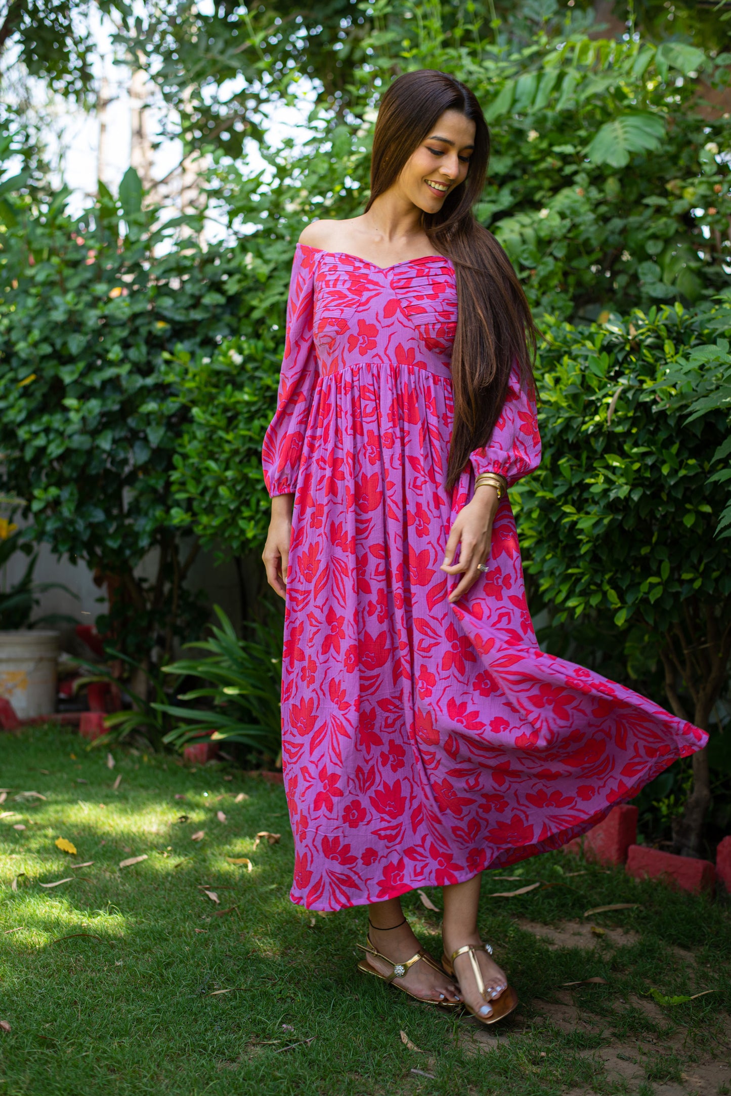 Abstract Floral Maxi Dress