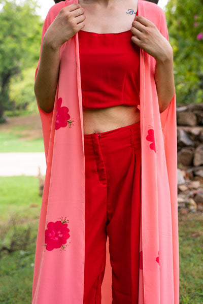 Red Co-ordinate set with cape