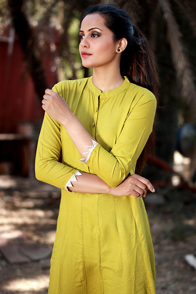 Green Freeflow kurti with Gota