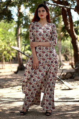 Mughal Print Long kurta Set