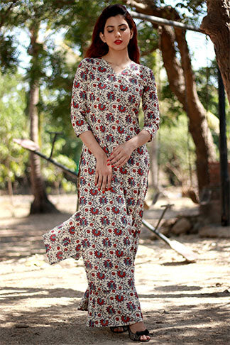 Mughal Print Long kurta Set