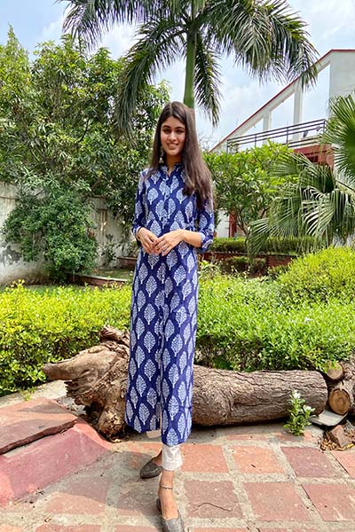 Blue Kurta with Mughal Motif