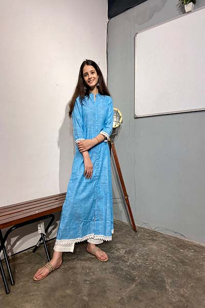 Blue Casual kurta with lace