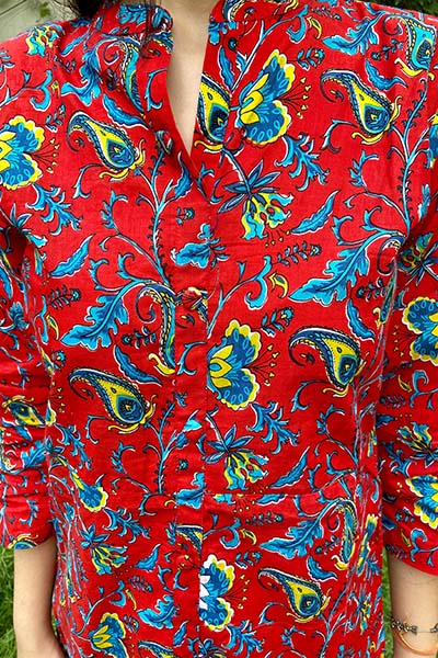 Red Printed Kurta Set