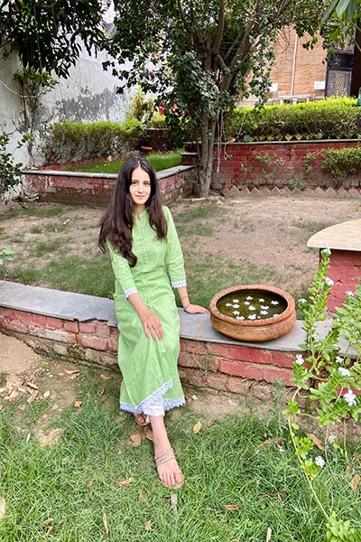 Green Casual kurta with lace