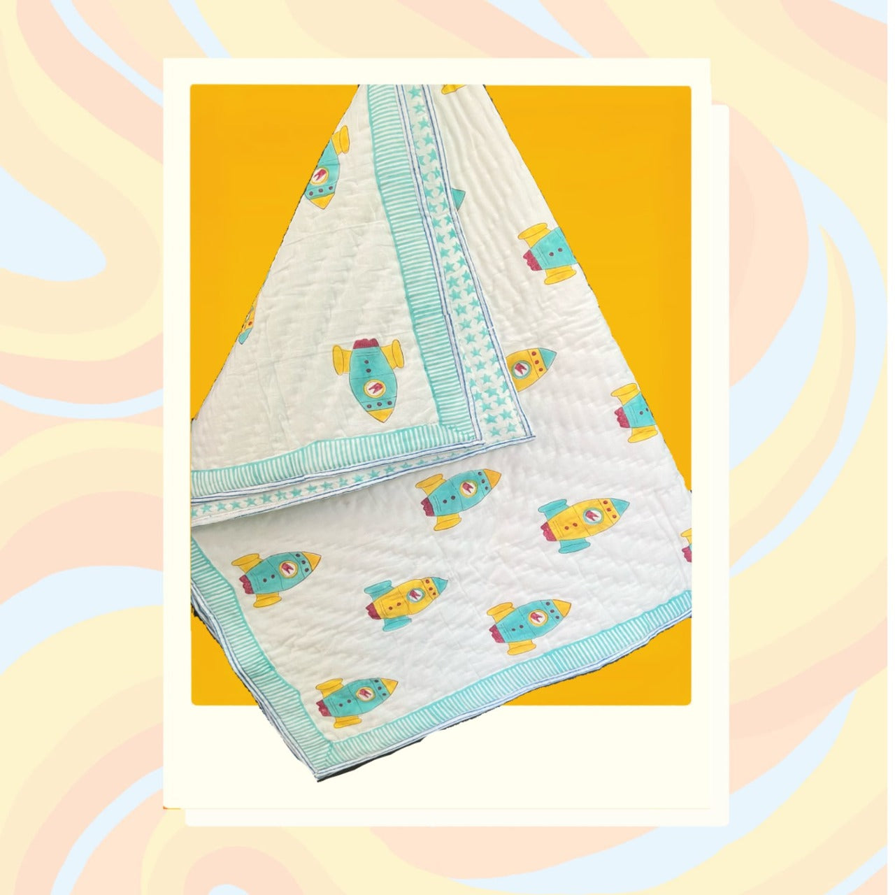 Fly High Handblock reversible Baby Quilts