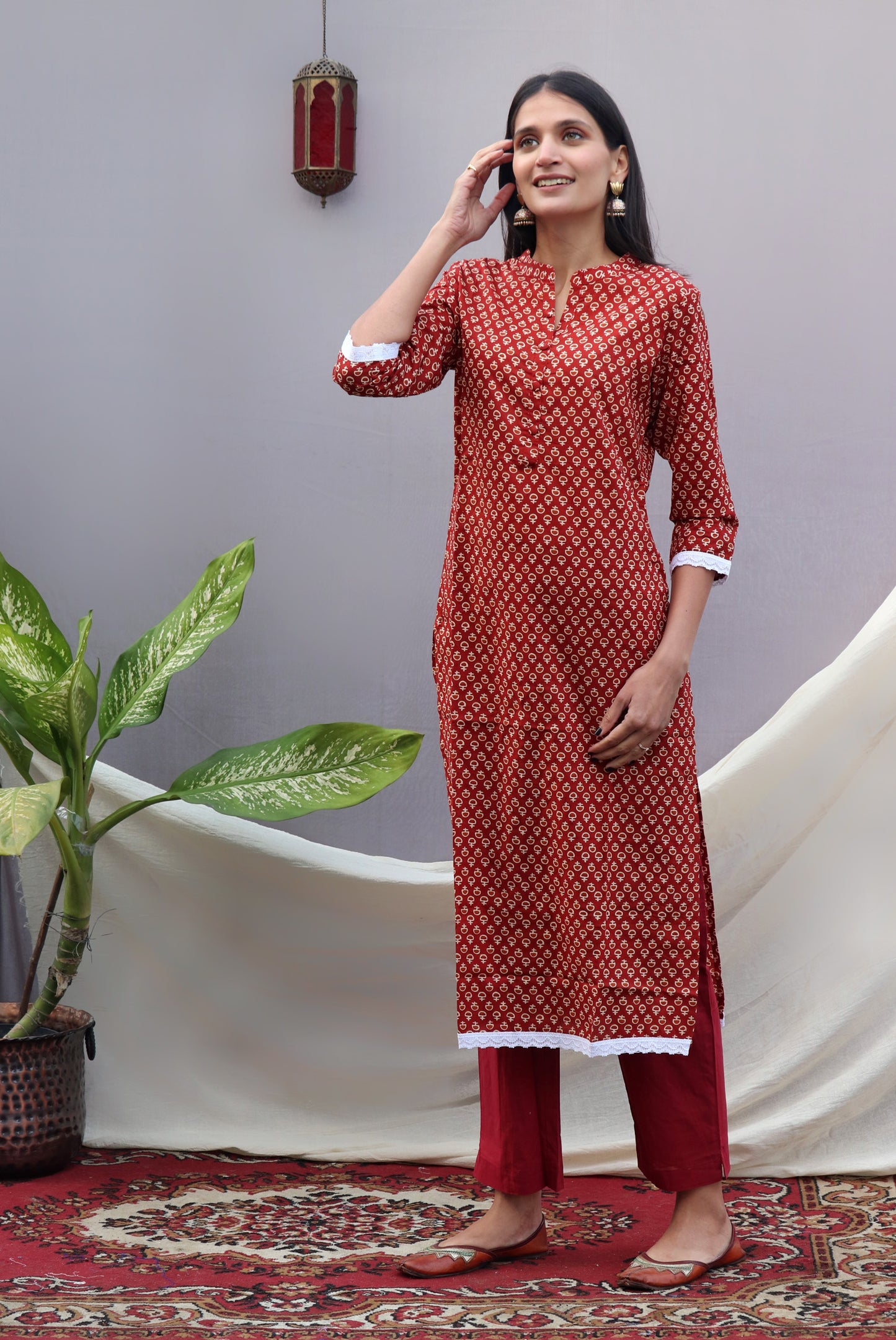 Maroon Kurta Pant Set