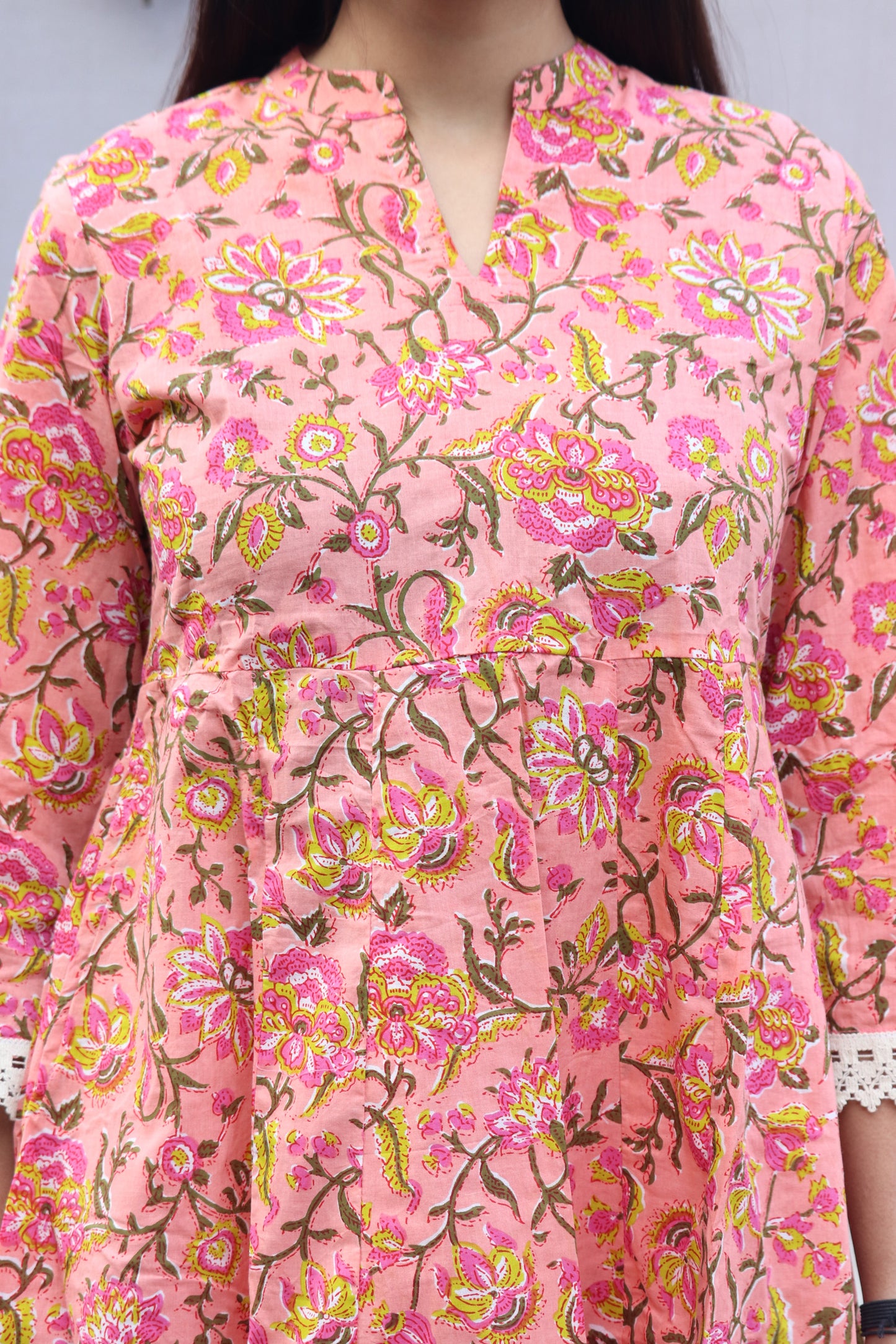 Peach Jaal Suit Set