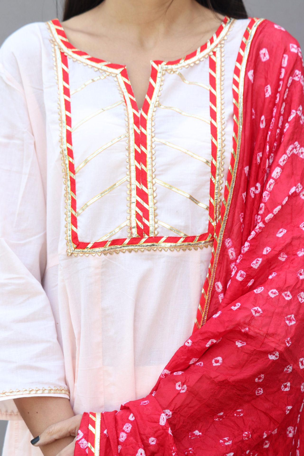 Pink Kurta Set with Bandhani dupatta