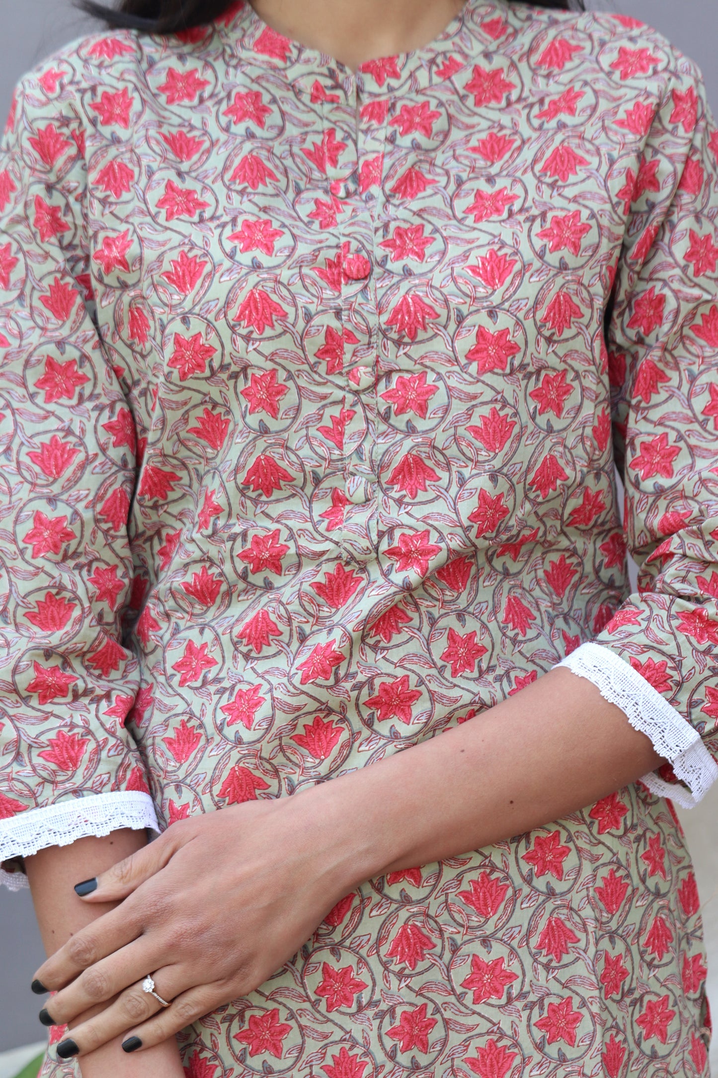 Green Kurta with Jaal